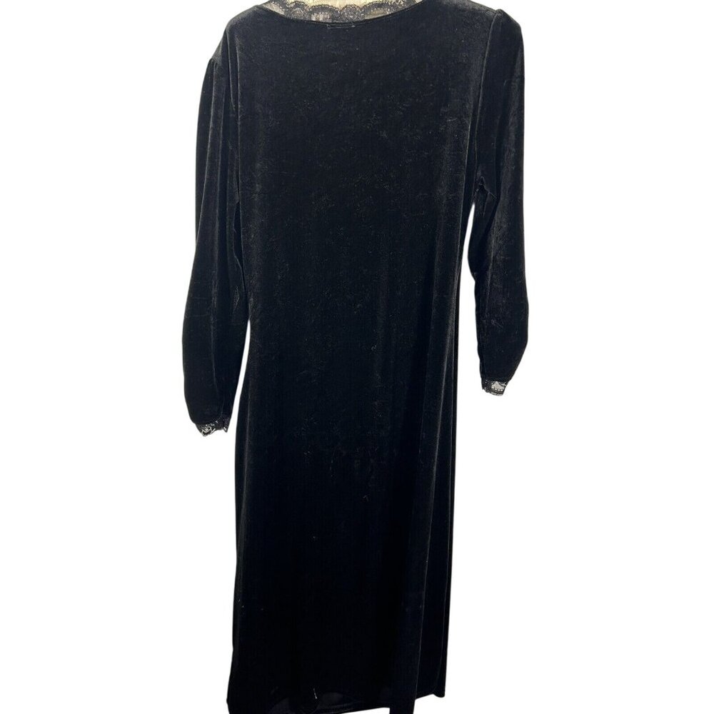 Vintage goth dress 90’s Black Velvet Romantic Goth With Touches Of Lace Women L - Picture 7 of 11